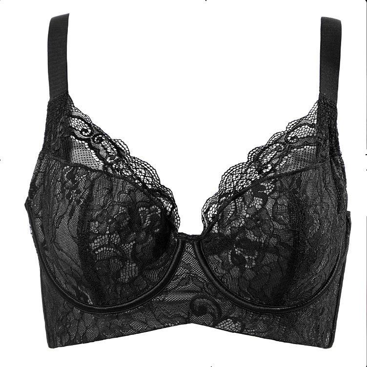 Floral Lace Thin Padded Wired Minimizer Bra