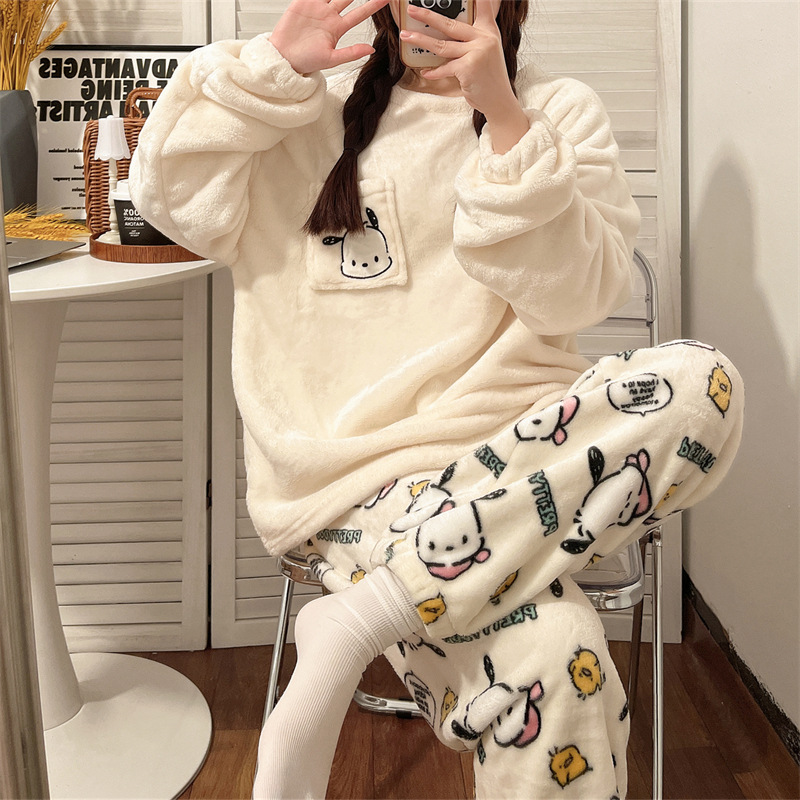 Soft Cute Polyester Micro Polar Fleece Sleep Set Pajama Set