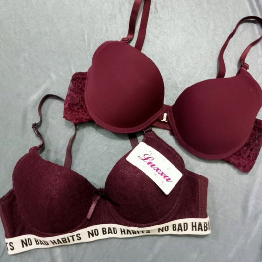 Pack Of 2 Nylon Lace Padded Bra