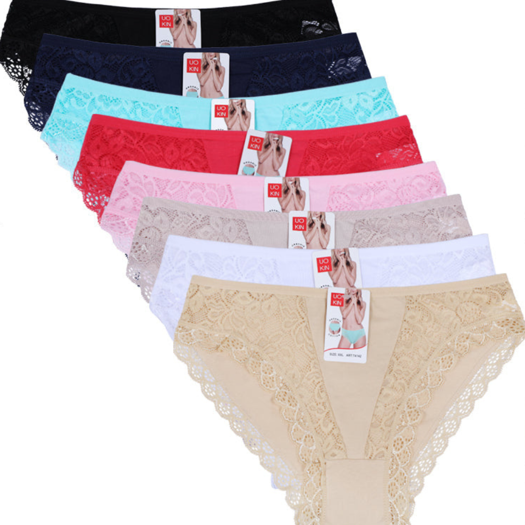 Pack of 2 Lace Trim Floral Lace Panties For Women