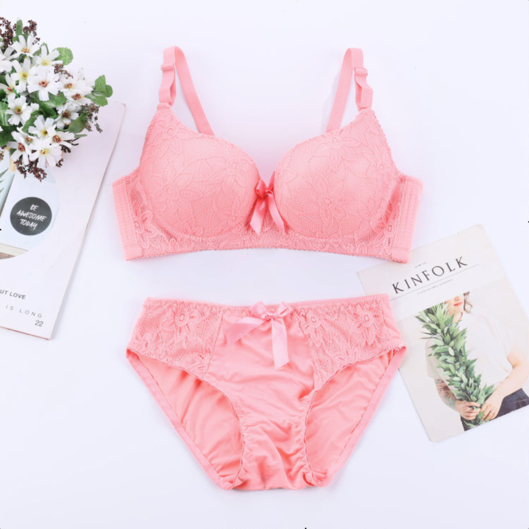 Double Padded Push up Floral Design Bra Set