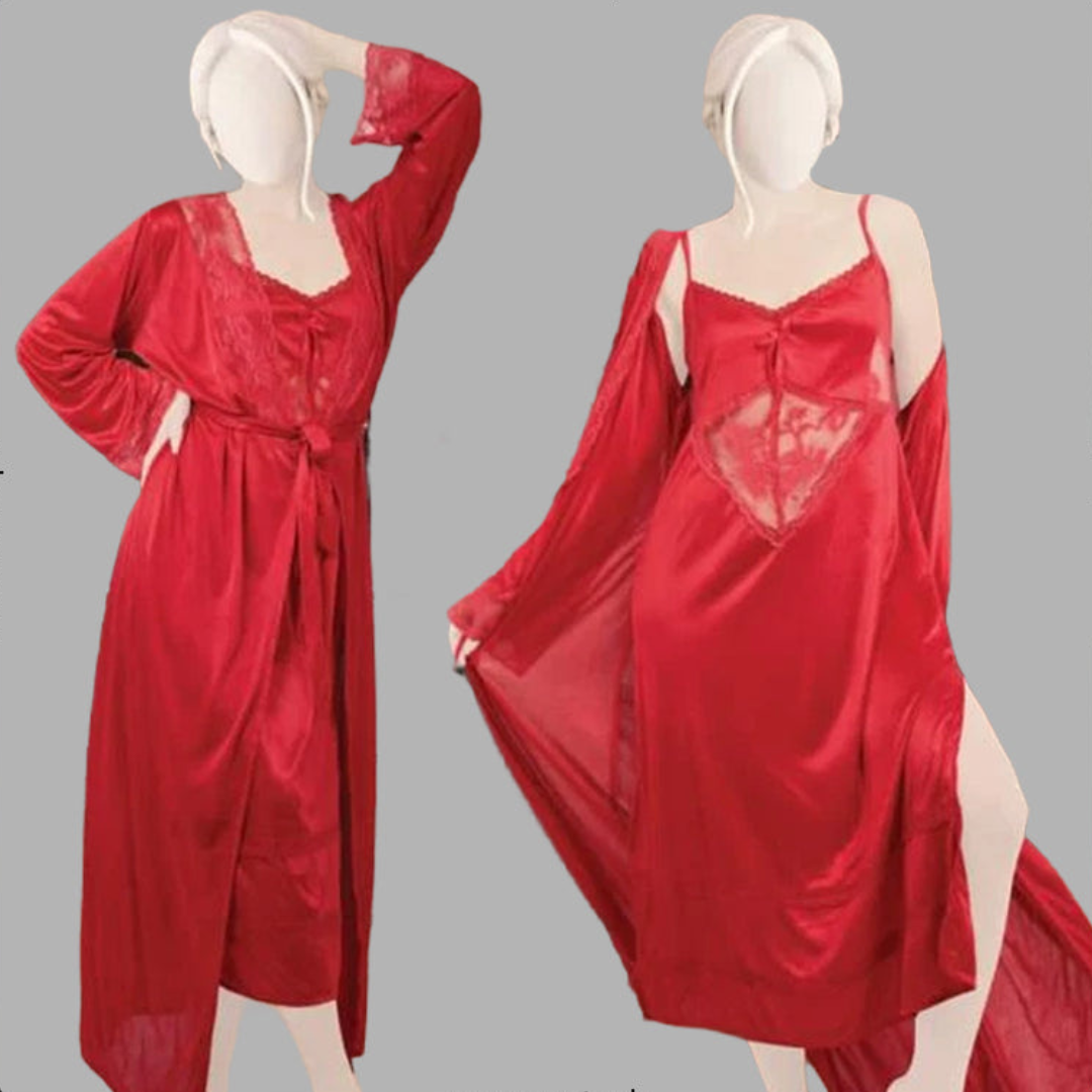 2 Pcs Effortless Elegance Satin Silk Nighty