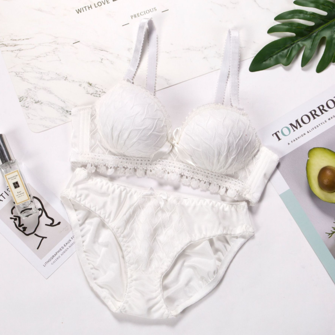 Lace Design Wired Push Up Padded Bra Set