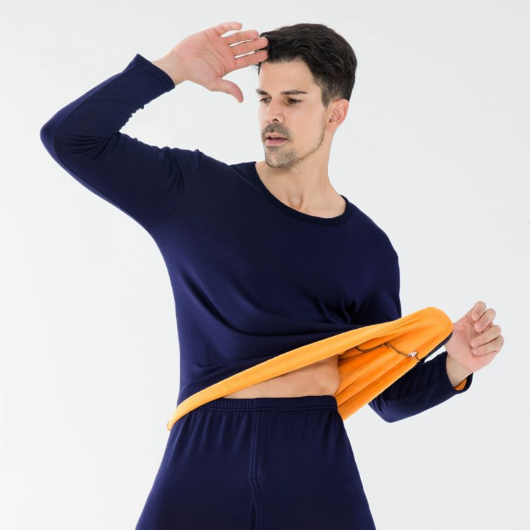 Men's Fleece Thickened Round Neck Thermal Suit