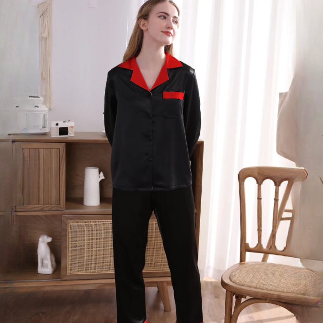 Satin V-Neck Elegance with Notched Collar