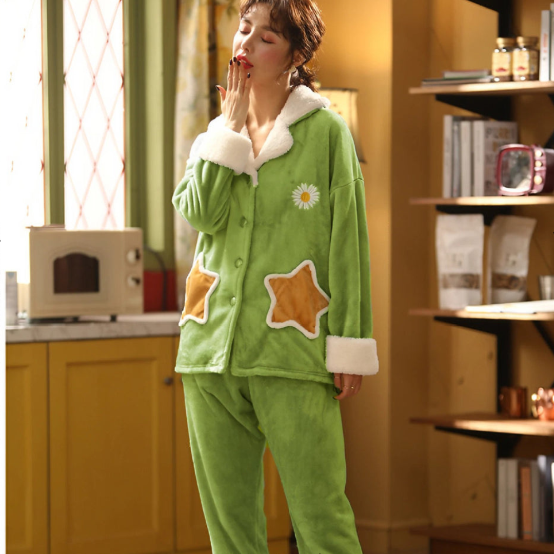 Cozy Warm Thick Fluffy Warm Winter Pajama Set