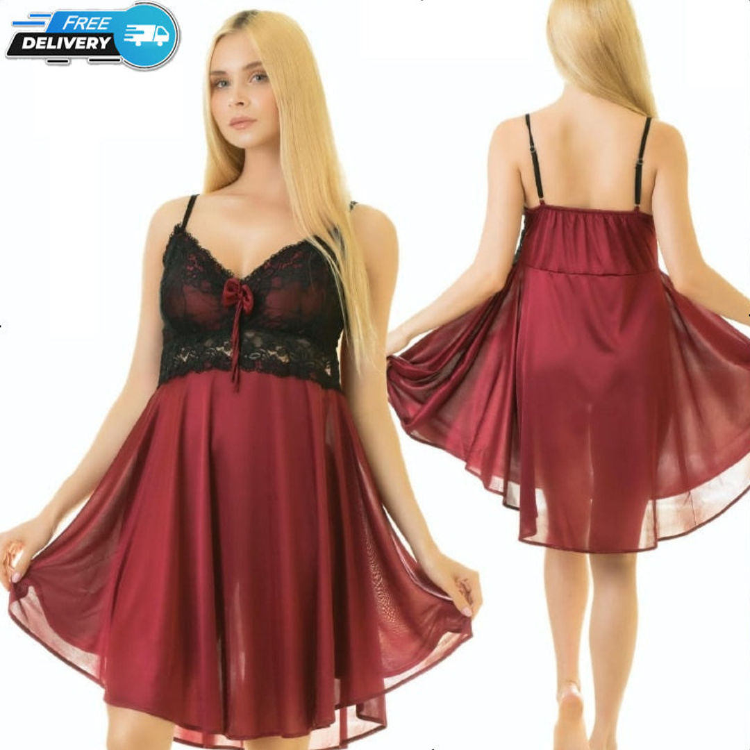 Ladies Stylish Lace Design Comfy Long Nightdress