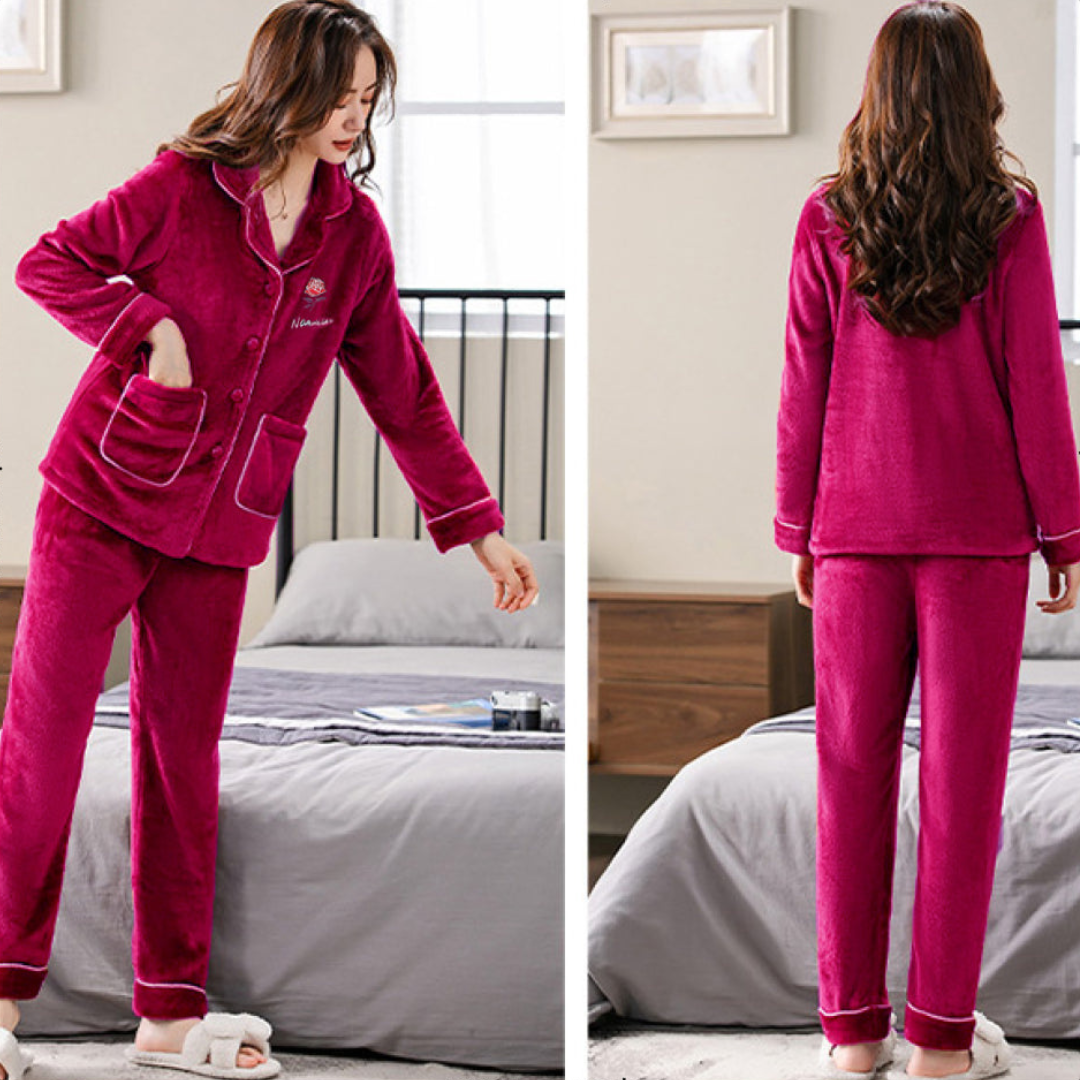 Warm Thick Fluffy Warm Winter Pajama Set