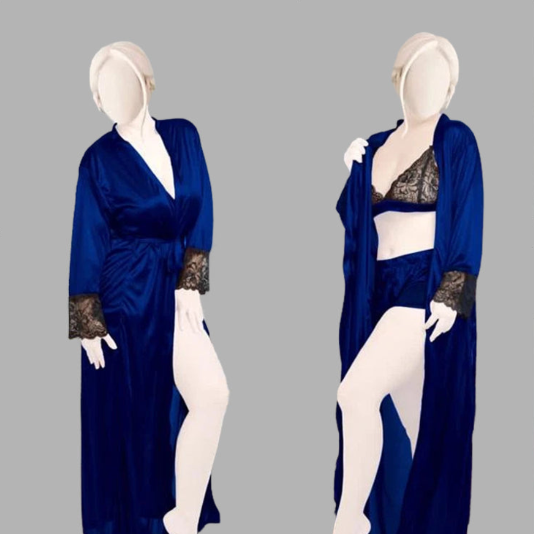 3 Pcs Timeless Beauty Smooth Satin Nightgown