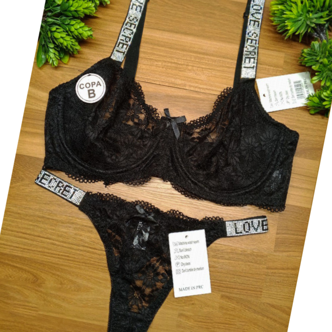 Delicate Soft Net Wired Lingerie Set