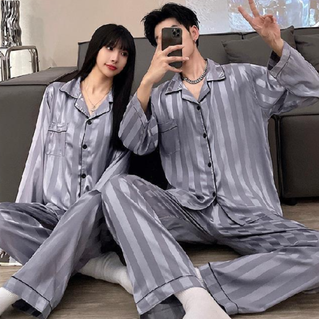 Lining Satin Silk 2-Pieces Pajama Set