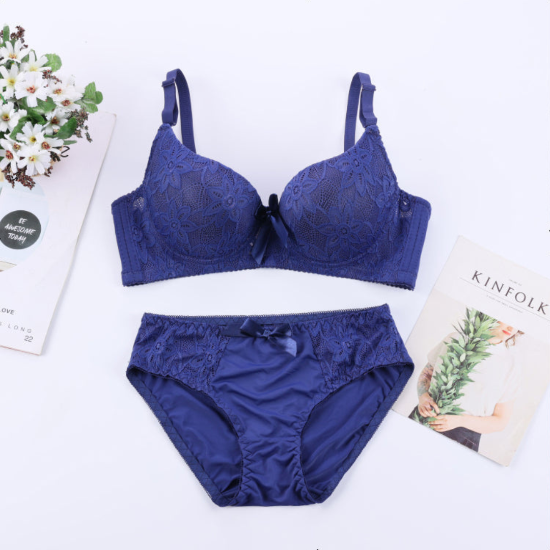 Double Padded Push up Floral Design Bra Set