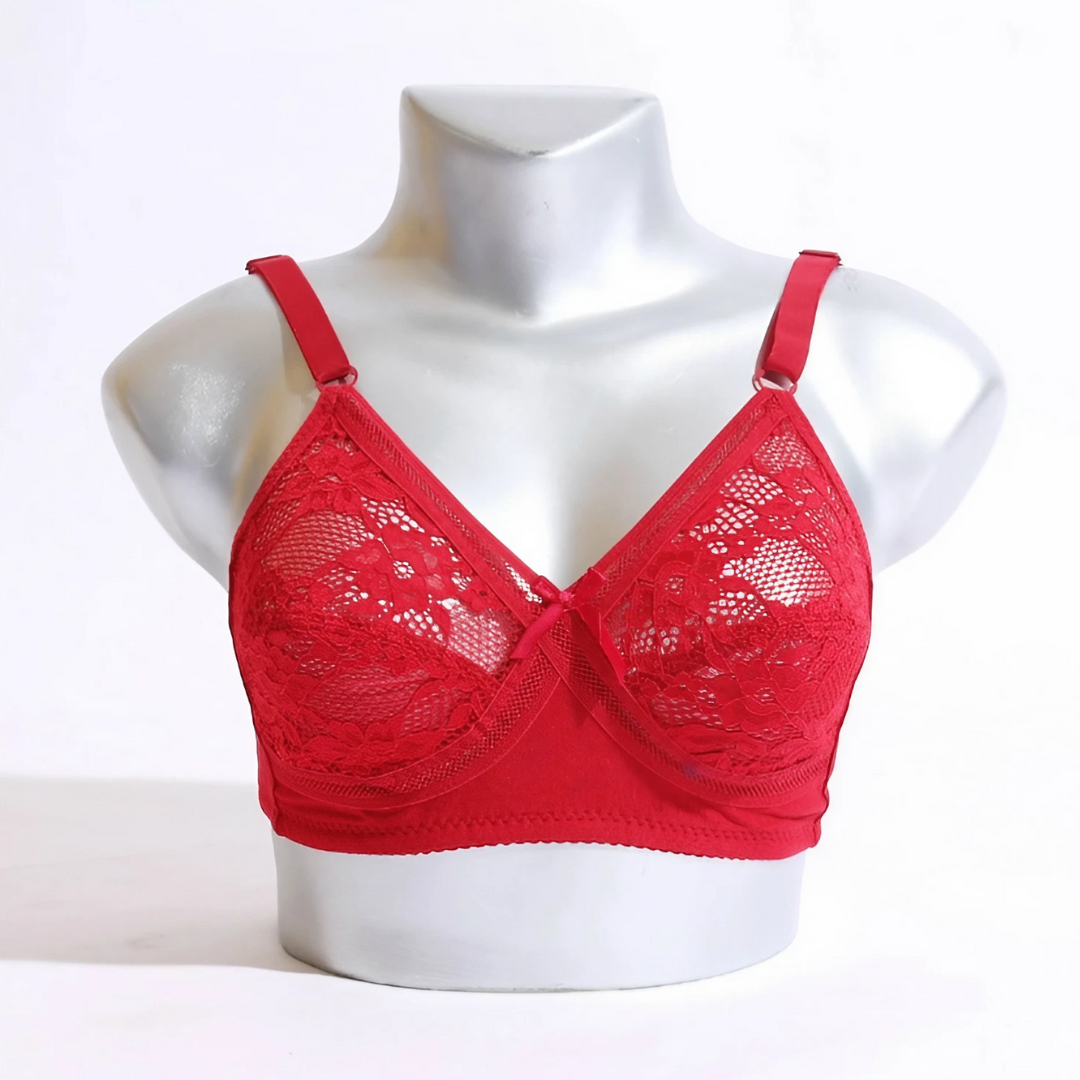 Lace Cups Cotton Band Non Wired Bra