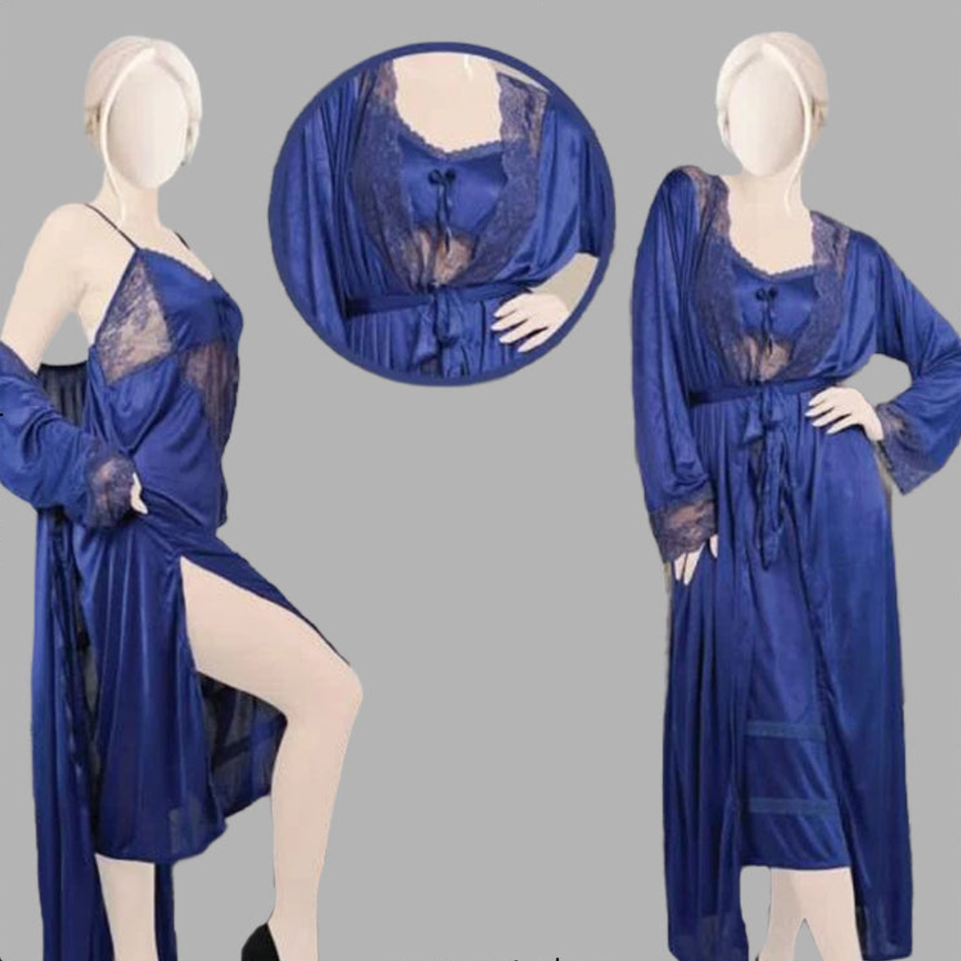 2 Pcs Effortless Elegance Satin Silk Nighty