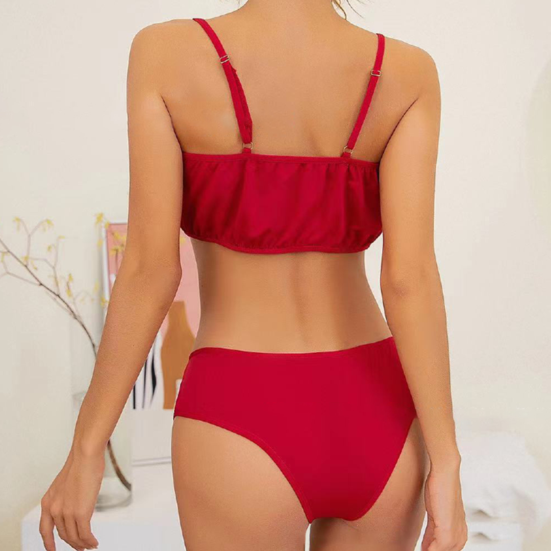 Lace Trim Fancy See Through Lingerie Set