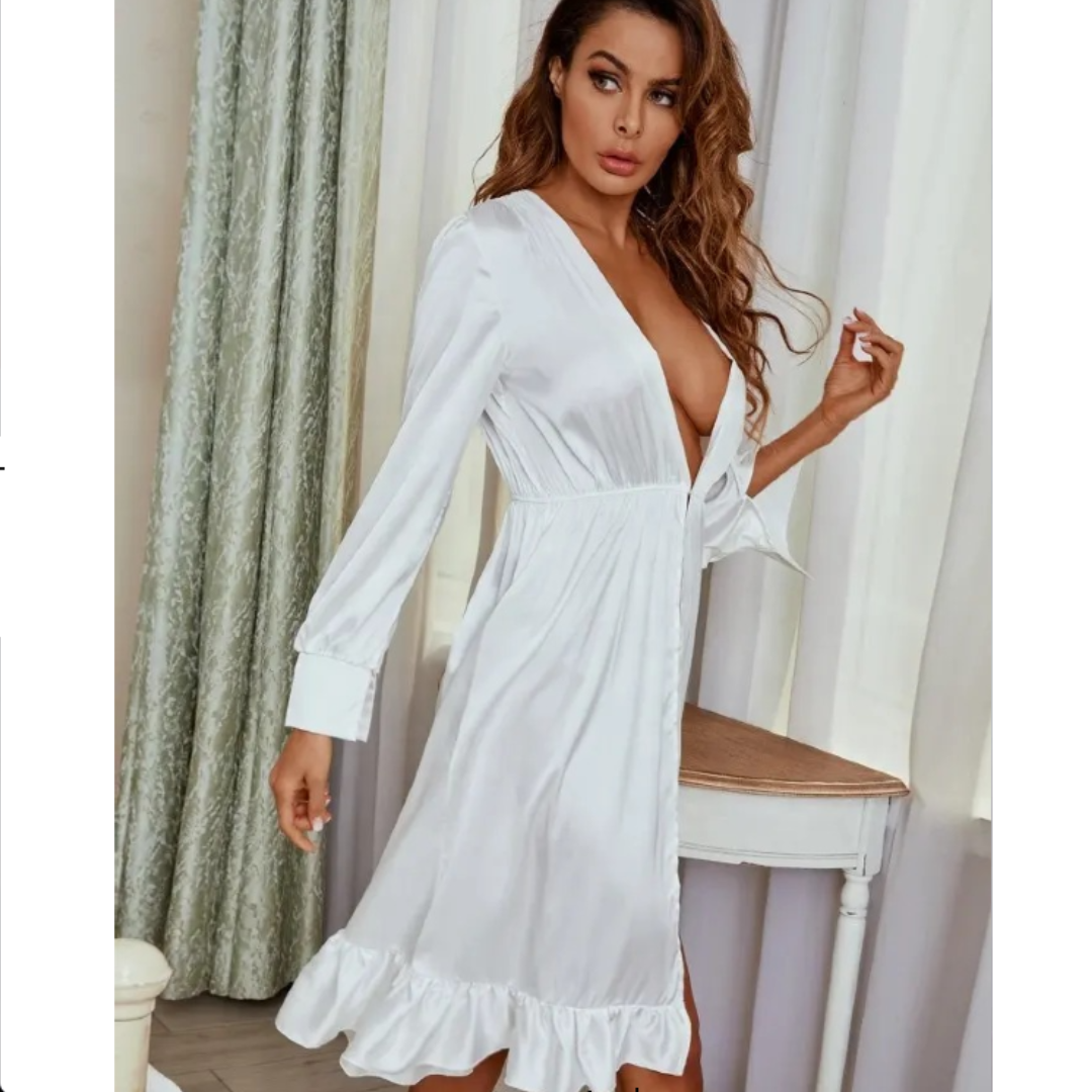 Chic Stylish White Robe and Panty Set