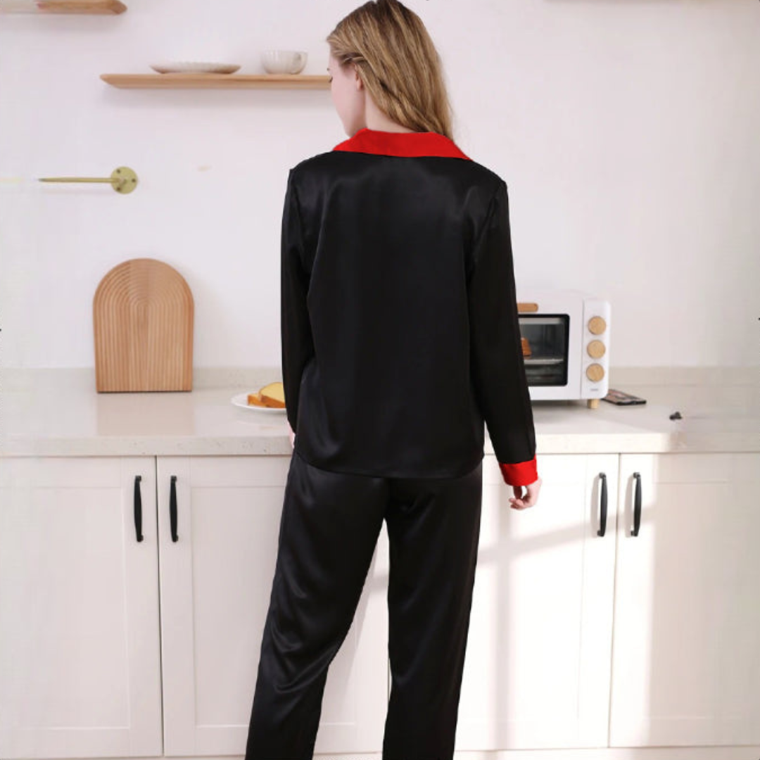 Satin V-Neck Elegance with Notched Collar