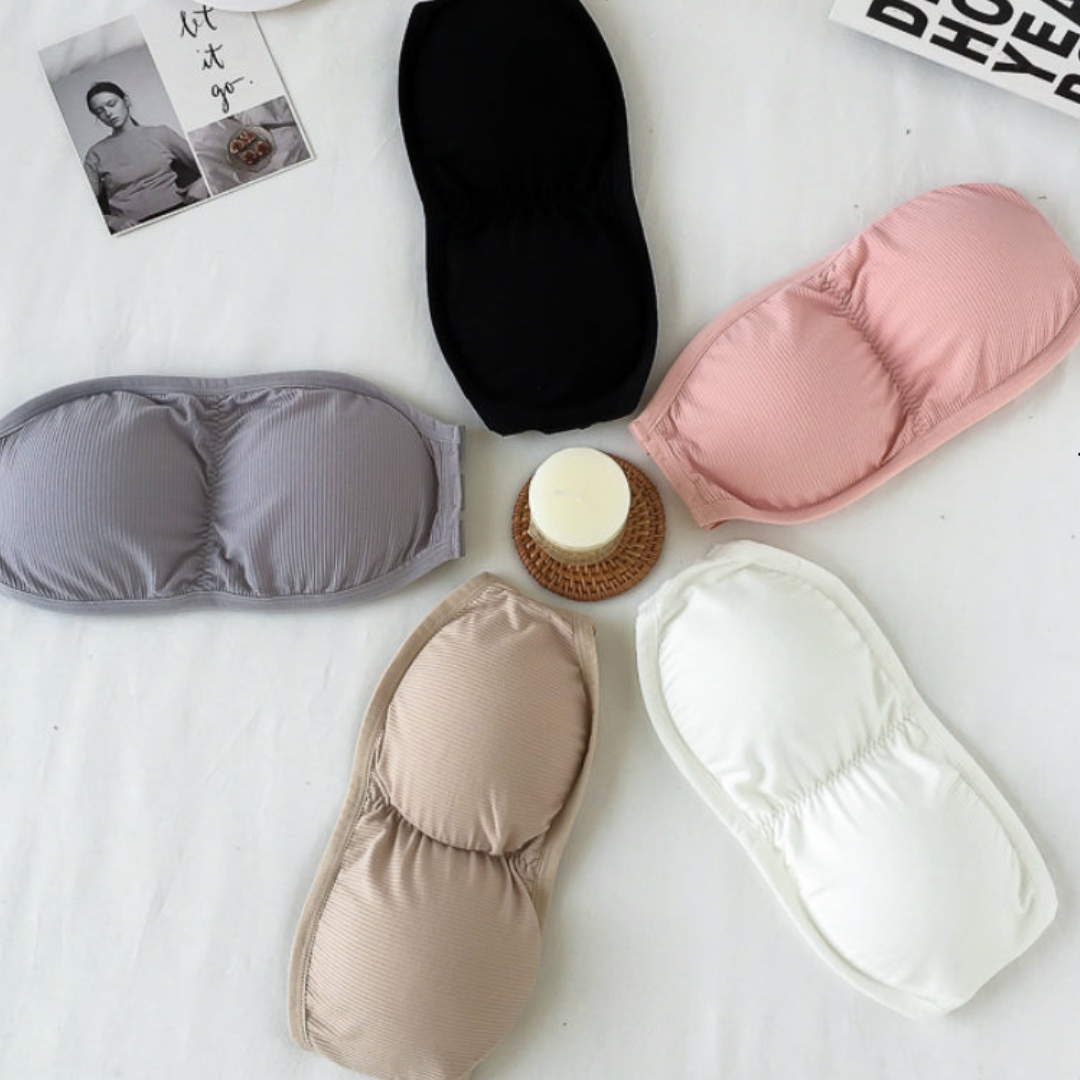 Seamless Cotton Strapless Bra with Removable Pads