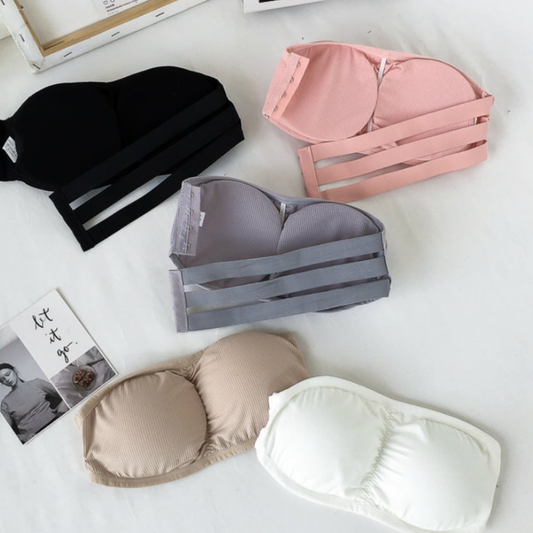 Seamless Cotton Strapless Bra with Removable Pads