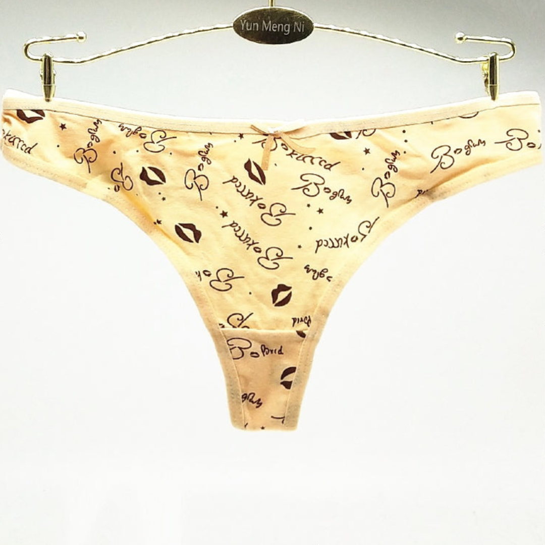 Pack of 2 Cute Printed Design Seamless Cotton Thong Panties