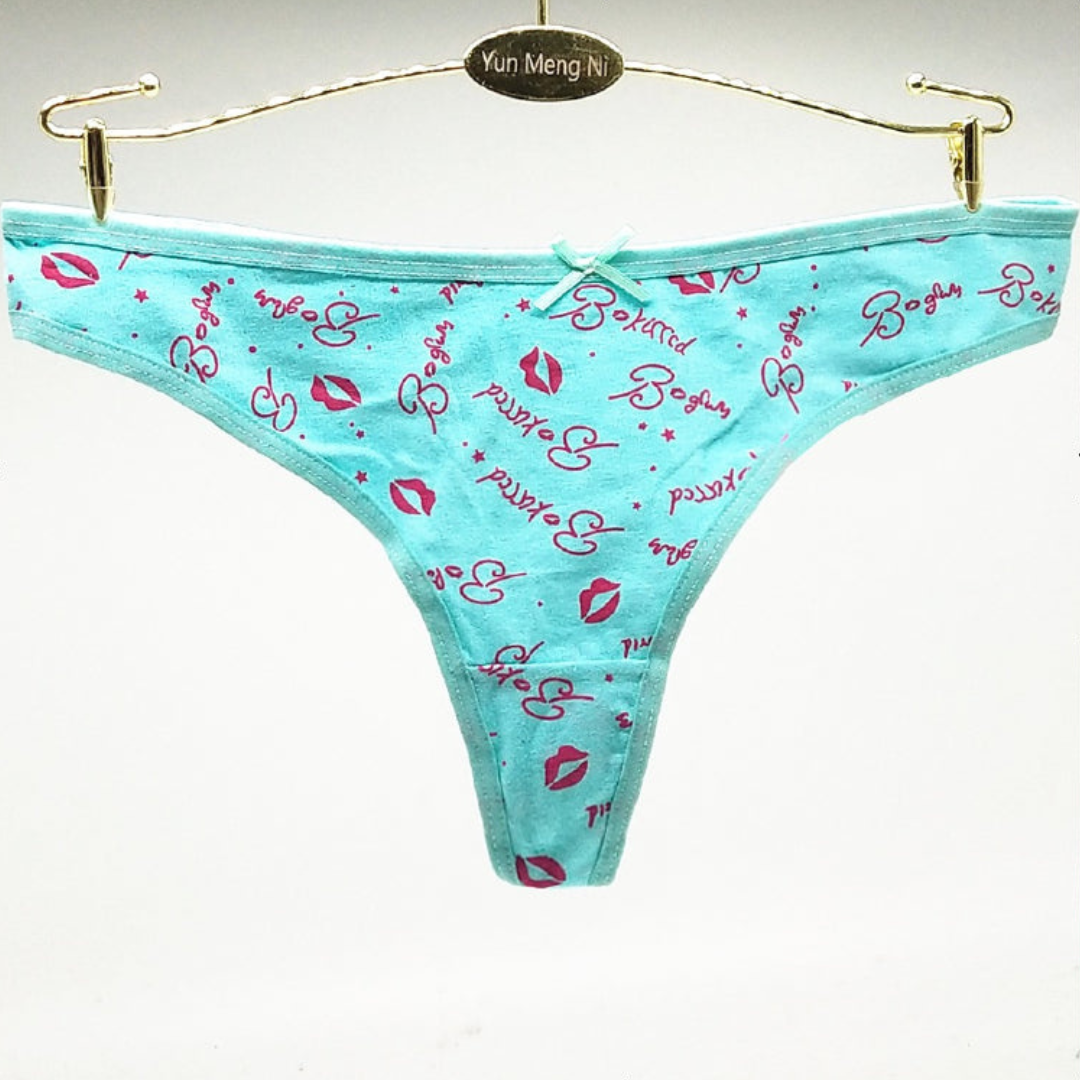 Pack of 2 Cute Printed Design Seamless Cotton Thong Panties