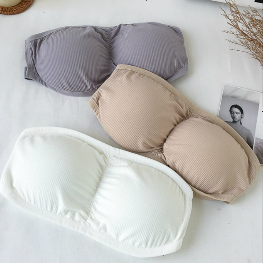 Seamless Cotton Strapless Bra with Removable Pads