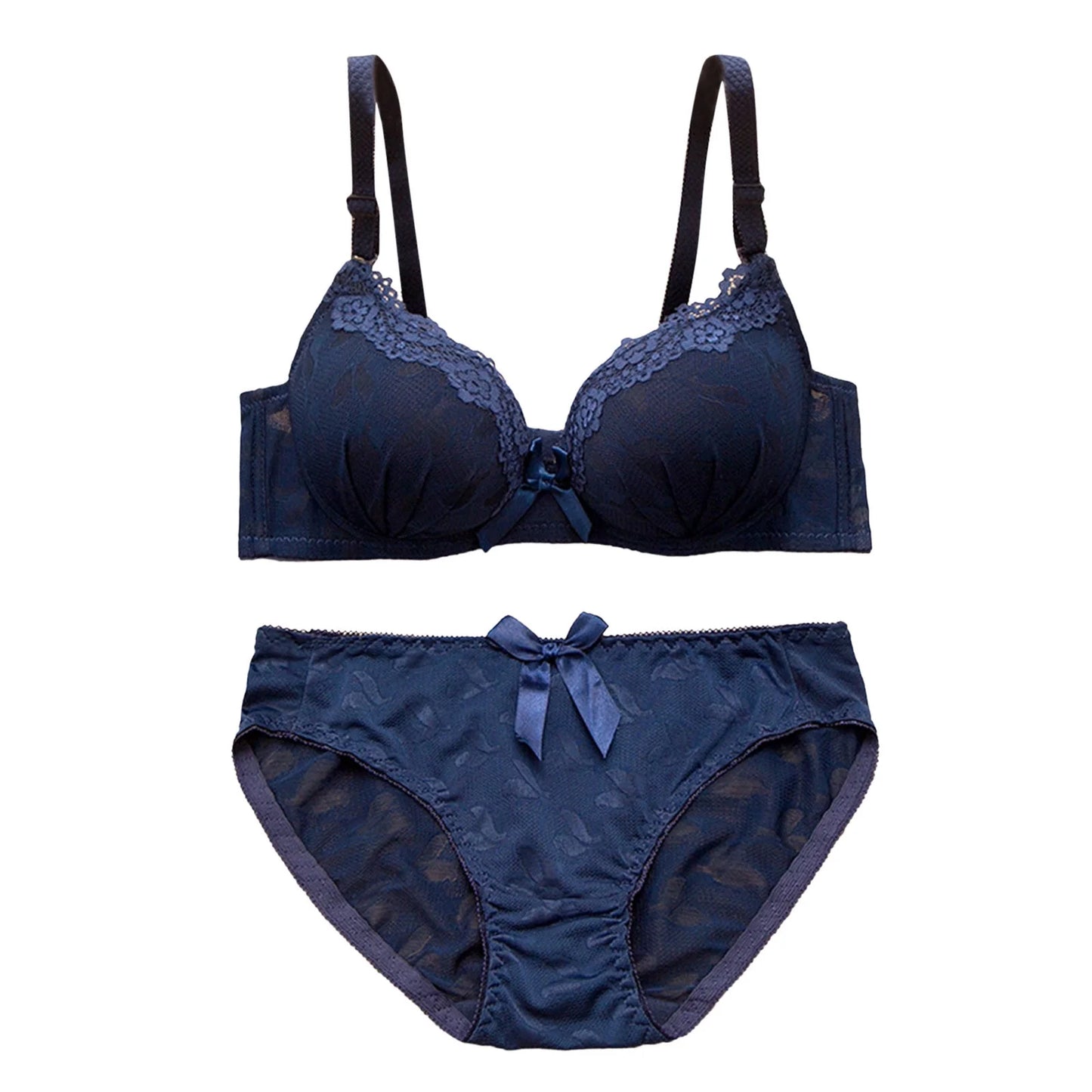 Thin Padding Trim Lace Design Bra Set