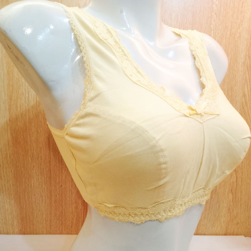 Ladies Beautiful Trim Lace Design Thin Padded Wireless Bra