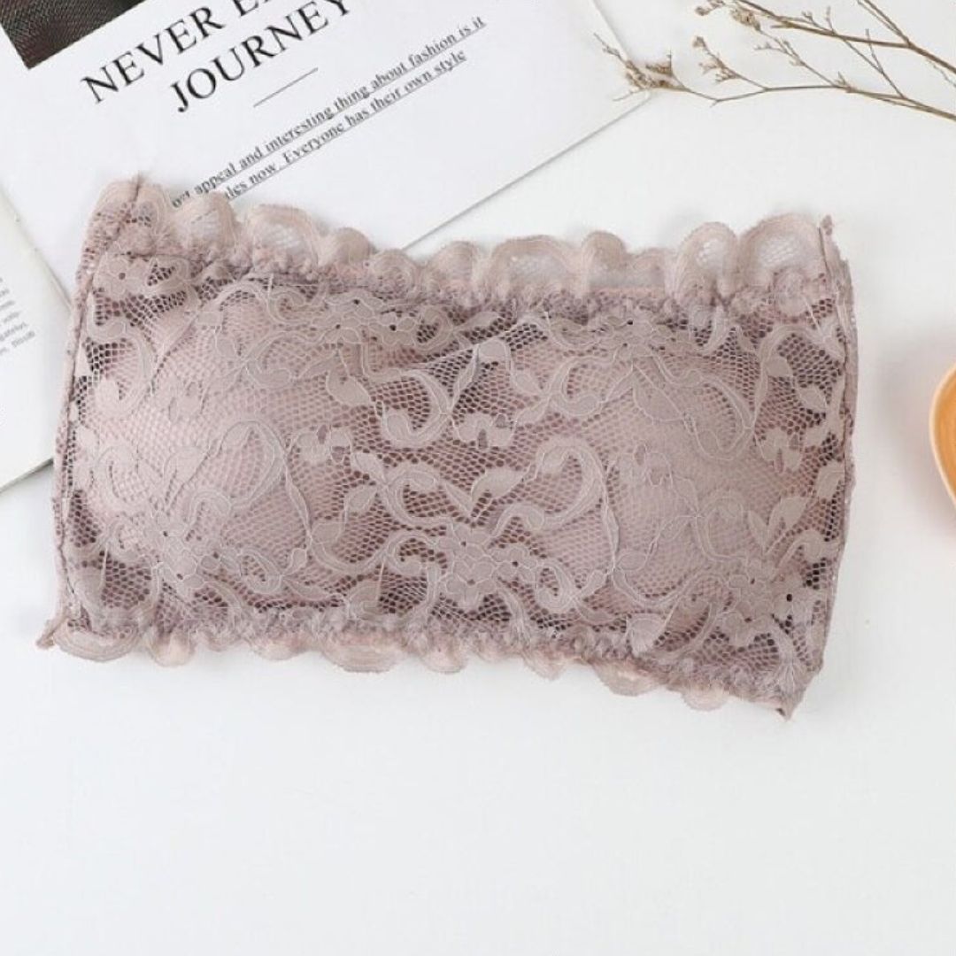 Floral Lace Design Cute Padded Strapless Bra