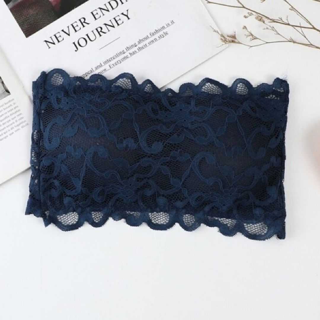 Floral Lace Design Cute Padded Strapless Bra