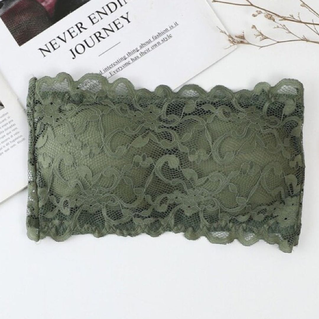 Floral Lace Design Cute Padded Strapless Bra