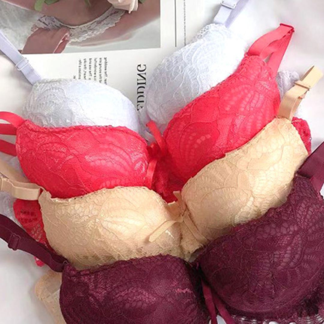 Lace Design Double Padded Push Up Wired Bra