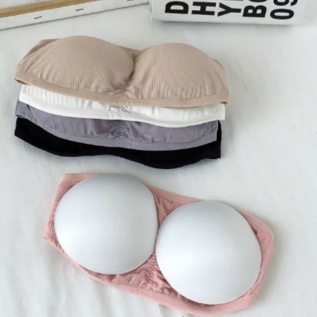 Seamless Cotton Strapless Bra with Removable Pads