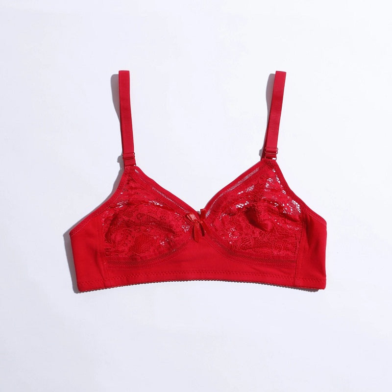 Lace Cups Cotton Band Non Wired Bra