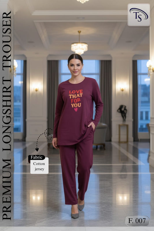 Premium Cotton Jersey Longshirt Trouser Set