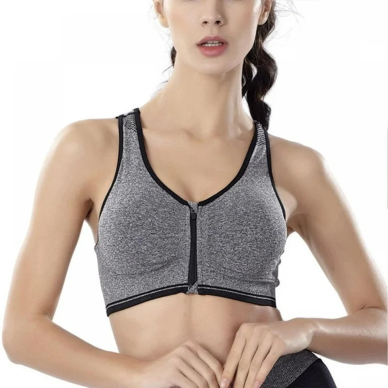 Women's Yoga Sports Bra Zipper Front Open