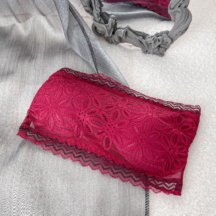 Ladies Thin Padded Wireless Floral Lace Strapless Bra