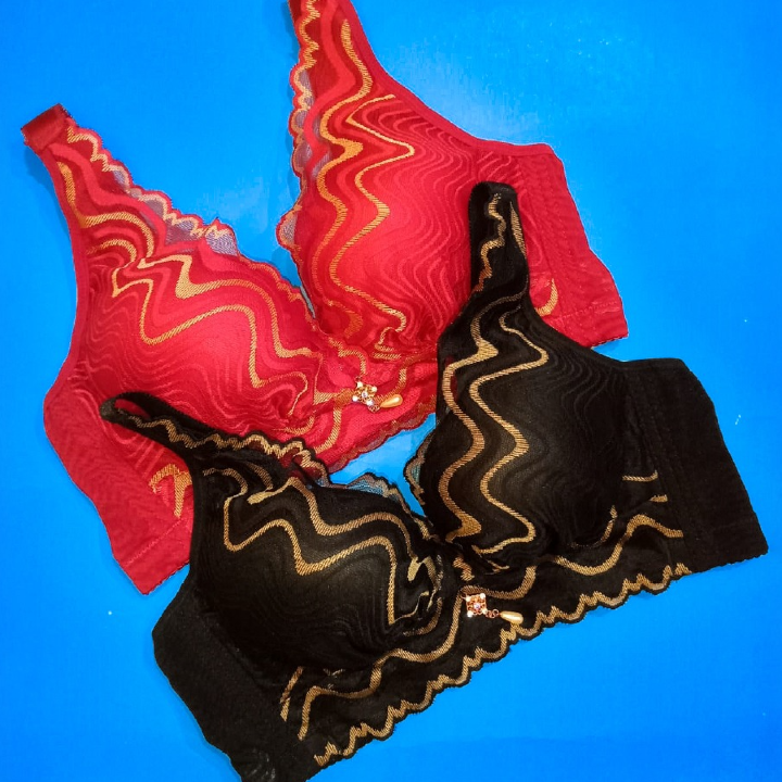 Floral Design Non Wired Double Padded Push Up Bra