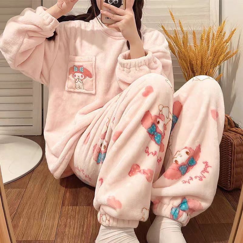 Soft Cute Polyester Micro Polar Fleece Sleep Set Pajama Set