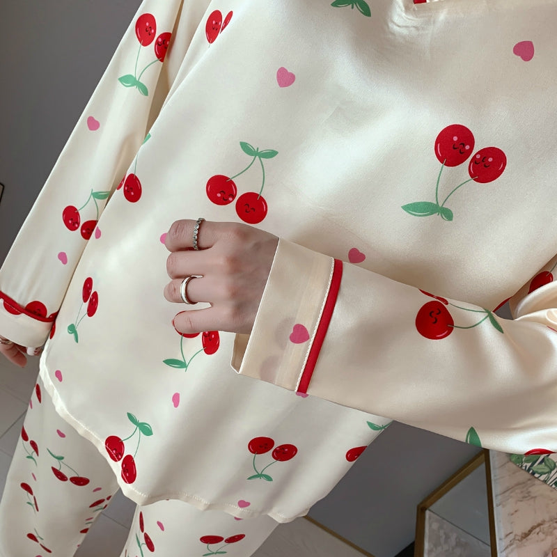 Women's Classic Satin Pajama Set Sleepwear Loungewear